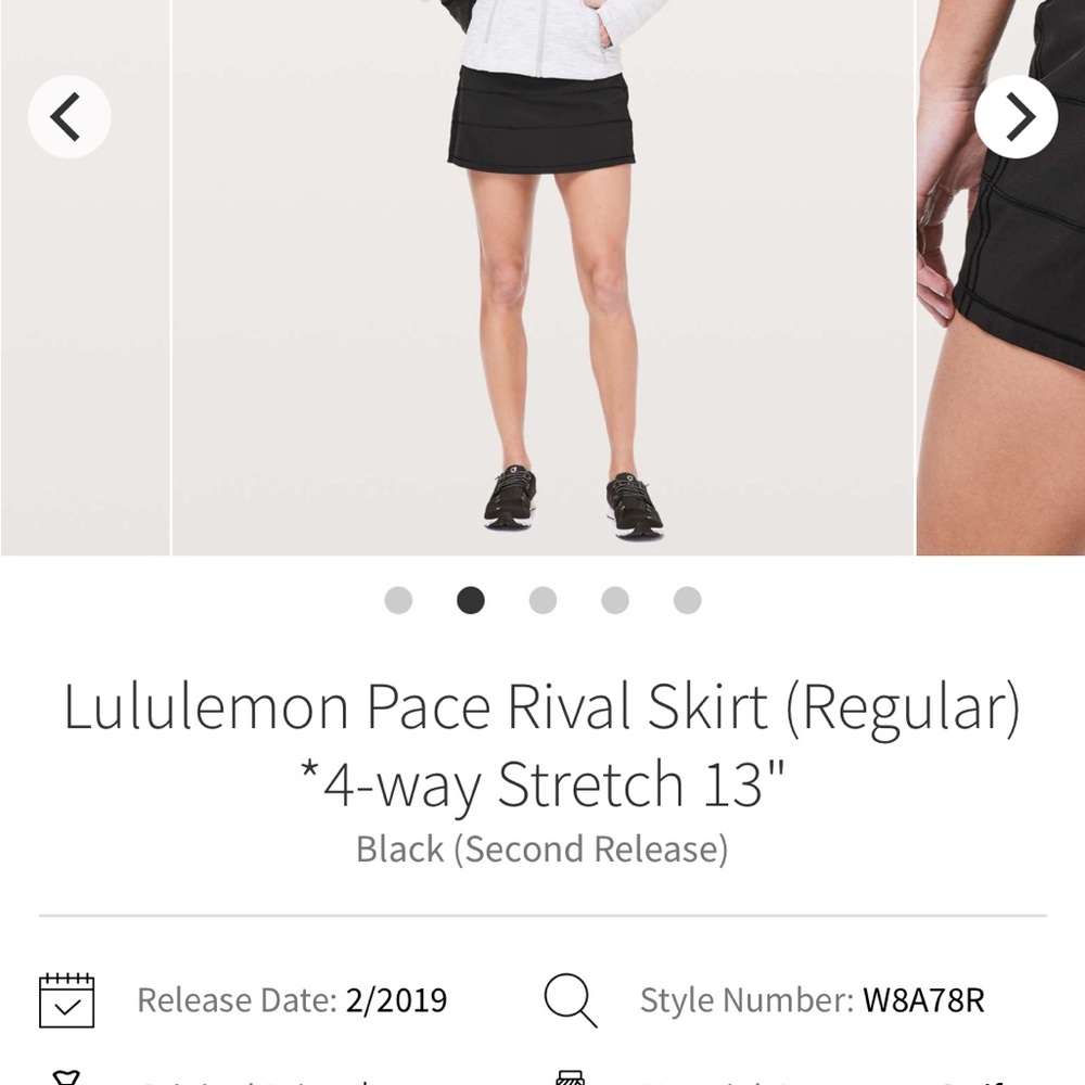 Lululemon Black Pace Rival Skirt NWT